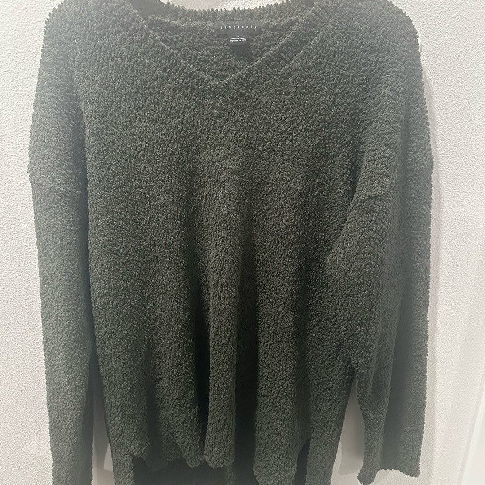 Sanctuary Women's Textured Green V-Neck Sweater